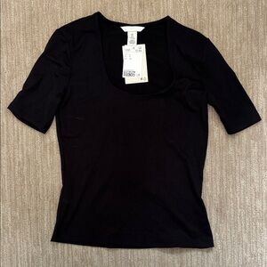 H&M Black Square Neck Short Sleeve Tee